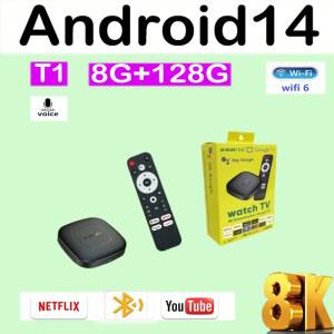 셋톱박스 안드로이드 14 T1 스마트 TV 박스 Allwinner H313 8G 128GB ROM WiFi Doble 4G 5G 블루투스 YouTube Google Voice Me