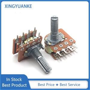 2PCS 16  WH148 스테핑 B50K B100K 오디오 볼륨 전위차계 스위치 Ohm 이중 8 핀 20mm 매화 샤프트