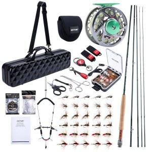 Goture 낚싯대 및 릴 콤보, 로드 및 기어 케이스 , 2 7m 9피트 4피스 로드, 프리스풀 릴, 라인, , 리더, 티펫, 집게, 니퍼 및 완벽한 스타터 키트