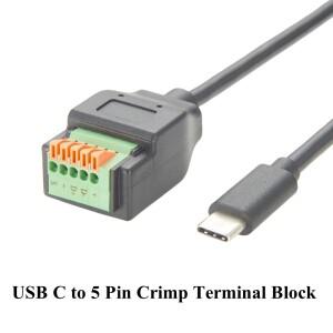 연결 USB 3.1 C - 5 핀 스프링 압착 단자 블록 케이블  무납땜 나사 없는 푸시 브레이크아웃 보드