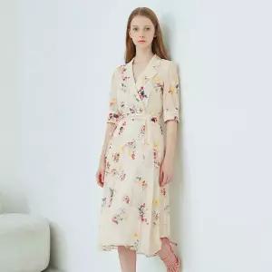 [로코엘라]디나 다트 라인 플로럴 쉬폰 원피스