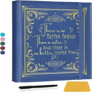 자매 사진 앨범 3x5 4x6 5x7 DIY 메모리 가죽 커버 베스트 선물 BFF 책 소울 베터 프렌드-다크 블루