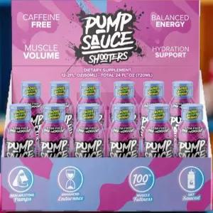 펌프 소스 슈터 젤리 벌레 - 2온스 병(12팩) 운동 전 카페인 없음 풀 스펙트럼 액체 텐 프리 제로 슈가