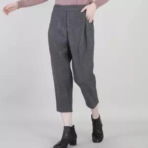 [애비뉴투지]두툼한 모직 느낌 기모 겨울 크랍 배기 바지 P11530