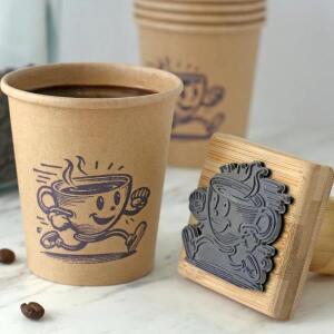 맞춤형 비즈니스 로고 스탬프 개인화된 나무 커피 컵 크래프트 종이 가방 웨딩 씰 농장 계란 브랜딩