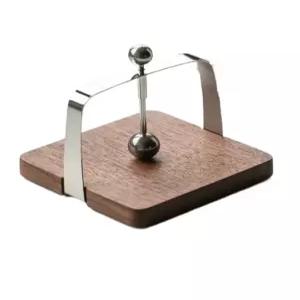 블랙 월넛 우드 티슈 케이스 스테인리스 바 냅킨 홀더 꽂이 호텔 테이블 카페 식당 아치형