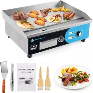 언월스 상업용 그릴 전기 22인치 3000W 플랫 탑 스테인리스 스틸 조리대 논스틱 122~572 F 조절 가능한