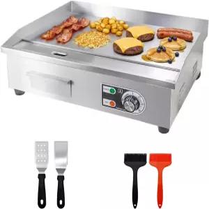 22인치 상업용 전기 그릴 조리대 플랫 탑 110V 1600W 논스틱 레스토랑 테판야키 스테인리스 조절 가능한