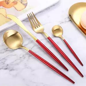 레드 골드 티타늄 커트러리 양식기세트 6인용 포크