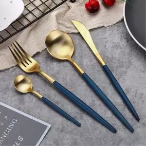 블루 골드 티타늄 커트러리 양식기세트 6인용 디너칼