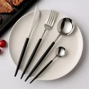 실버 검정 커트러리 디너 양식기세트 6인용 나이프