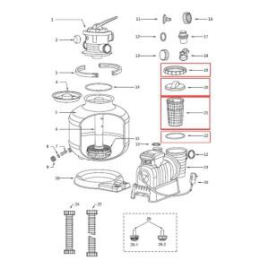 다양한 시리즈 및 수영장 모델과 호환되는 너트 필터 뚜껑 바구니 가스켓이 포함된 교체용 모래 펌프 키트