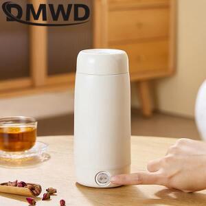 DMWD 휴대용 전기 워터 컵 450ml 미니 주전자 자동 온도 조절 가열 물 끓는 홈 여행 보온병 스튜