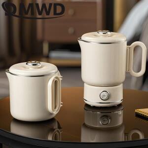 DMWD 220V 여행 접이식 전기 주전자 컵 온수기 휴대용 스테인레스 스틸 냄비 커피 보일러 수프