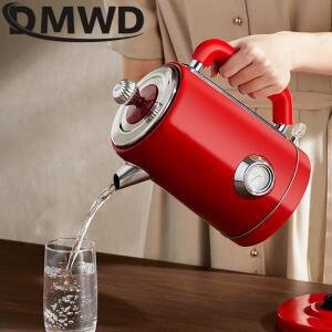 DMWD 220V 빈티지 전기 주전자 스테인레스 스틸  가열 물 보일러 온도계가있는 가정용 끓이는 냄비