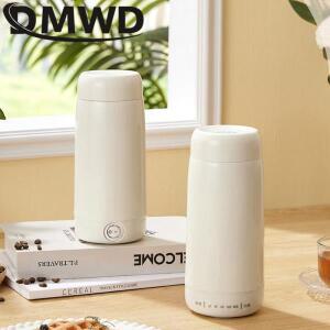 DMWD 전기 워터 컵 주전자 휴대용 물 끓는 자동 온도 조절 가열 보일러 홈 여행 보온병 스튜 450ml