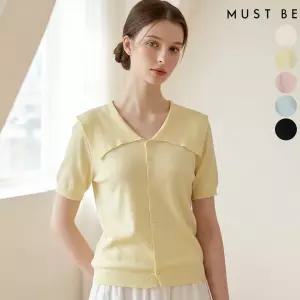 여성 세일러 카라 반소매 니트 가디건