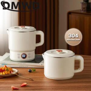 DMWD 접이식 전기 주전자 미니 요리 냄비 스테인리스 스틸 물 가열기 컵 휴대용 여행용 1500ml