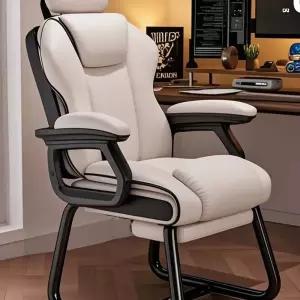 바퀴없는 컴퓨터 의자 중역 사무실 쿠션 화이트/블랙 스틸 회의실 체어