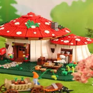 속 중형나노미니블럭 동화 버섯 집 마을 모델 빌딩 블록 도시 스트리트 뷰 건축 미니 벽돌 선물 2233 개