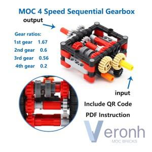 MOC 하이테크 컴팩트 4 속도 순차 기어 박스 세트 블록 장난감 전원 키트와 호환 벽돌 완구