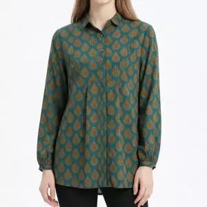 화세 골드리프패턴블라우스_HB6SBL019C