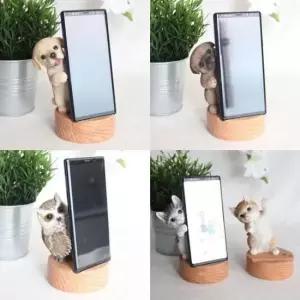 부엉이장식품 아기동물핸드폰거치대 강아지 고양이 부엉이 장식품