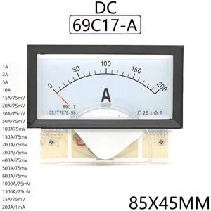 아날로그 패널 게이지 DC 전류계 션트 전류 계량기 사용 85x46mm 암페어 메트로 69C17-A 50A 100A 75mV 1개