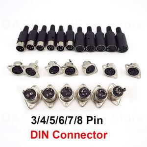DIN 오디오 어댑터 3/4/5/6/7/8 핀 Male Female 플러그(플라스틱 손잡이 포함) 암 소켓 패널 마운트 섀시