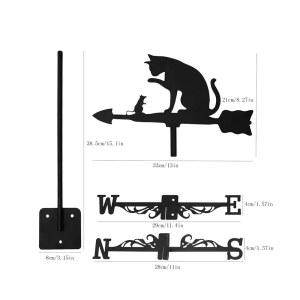 풍향계 검은 고양이 모양의 장착용 바람개비 야외용 농가 지붕