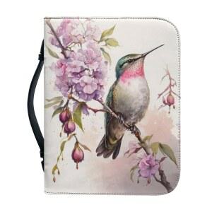 성경책커버 표지 케이스 여성용 기독교 가방 프린트 지퍼가 가죽 벌새 성경용 꽃무늬 커버