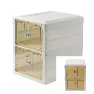 [생활] 접이식 2단 신발정리함 자석도어+화이트 원룸 신발진열장