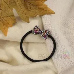 [반려] 리본 큐빅머리끈 레인보우 리본머리고무줄 고무줄머리끈 똥머리끈 큐빅헤어끈 여아머리끈