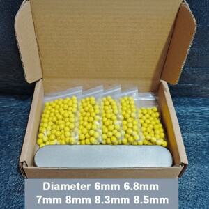 10/20/30-1000Pcs 직경 6mm 7mm 노란색 고체 고무 공 라운드 고탄성 산업용 DIY 부품