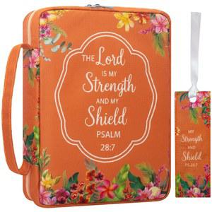 성경책커버 표지 케이스 여성용 커버 오렌지색 교회 대용량 꽃무늬 기독교 정리함
