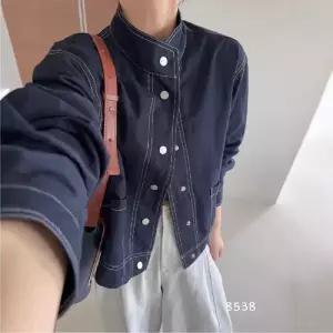 마킷3 여자 가을 하프코트 트윌 코트 안감 체크 상의 차이나 자켓 JEN3