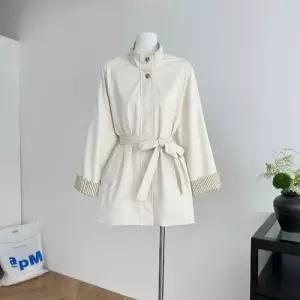 마킷3 여성 가을 트렌치코트 긴팔 원버튼 케이프 차이나넥 부드러운 하프코트 슬림핏 JEN3