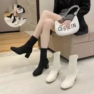 통굽 스트릿 편한 앵클 삭스 부츠 구두 신발 7cm