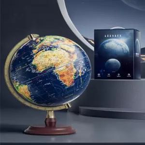 3d 입체 지구본 32cm 학습용 모형 지형 지구의 세계 나무 고차원 위성 조명지구본