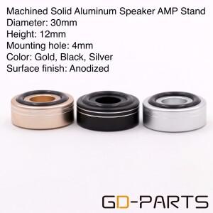 30mm x 12mm 가공 된 전체 알루미늄 스피커 앰프 절연 발 스파이크 바닥베이스 패드 스탠드 콘 댐프 Hifi