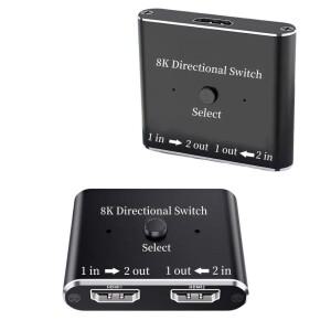 8K HDMI 호환 2.1 셀렉터 분배기 2-in 1-out 1-in 2-out 노트북 컴퓨터용 양방향 스위치 듀얼 모니터 스위