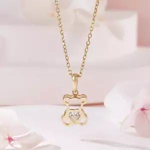 [신세계라이브쇼핑][비앤비골드] 14K 큐빅 하트 펀칭 곰돌이 펜던트 MNP42497