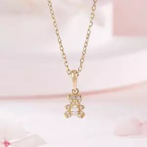 [신세계라이브쇼핑][비앤비골드] 18K 큐빅 파베 곰돌이 펜던트 MNP42496