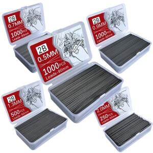 1000피스 기계식 연필 리드 0.5/0.7/0.9/1.3/2.0mm 2B 90mm 길이 교체 가능 자동 리필 아트 스케치