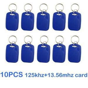 10pcs 2 In 1 듀얼 칩 주파수 RFID Keyfob 125KHz T5577 +13.56MHz UID 재기록 가능 복제 복합 액세스 제어