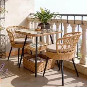 라탄 야외 테이블 의자세트 2인 정원 카페 베란다