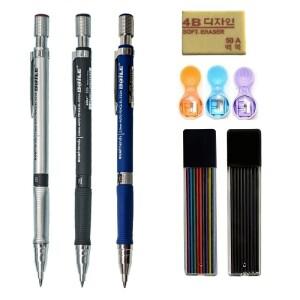 2.0mm 기계식 연필 검정/컬러 리필심 2B 자동 스케치 그림 그리기 쓰기 학용품