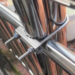 TV CB 햄 라디오용 호환 이중 안테나 마스트 클램프 V형 블록 M6 U 볼트 포함 고강도 방청 마스트-마스트