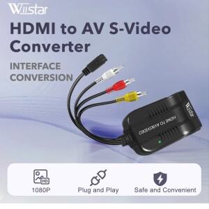 Wiistar 1080P HDMI to AV S-Video 컨버터 어댑터 RCA 컴포지트 비디오 오디오 HDTV 모니터 프로젝터 PAL N
