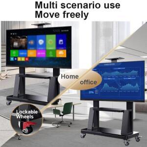 최대 440파운드의 55-100인치 TV용 호환 휴대폰 카트 높이  선반 롤링 플로어 스탠드바퀴 포함 이동식 휴대